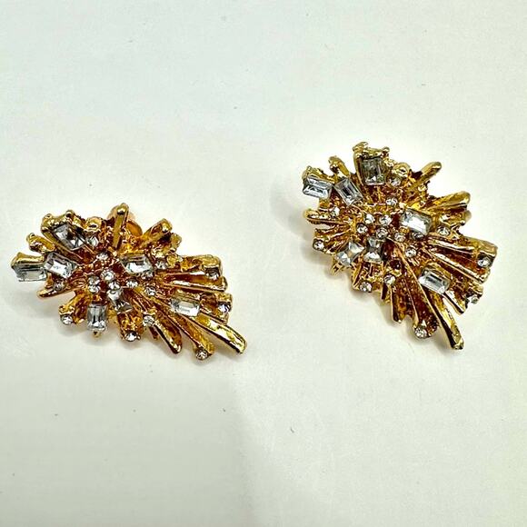 Mixed Lot of 2 Earrings Gold Starburst and Faux Pearl Round Embellished Retro - Picture 4 of 7